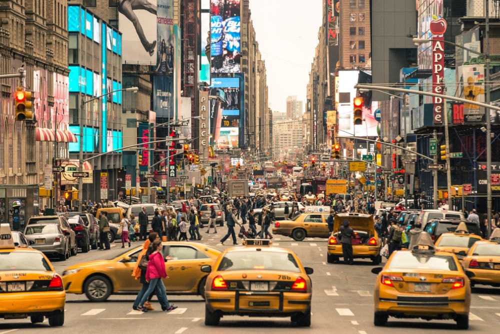 photograph of NYC at rush hour