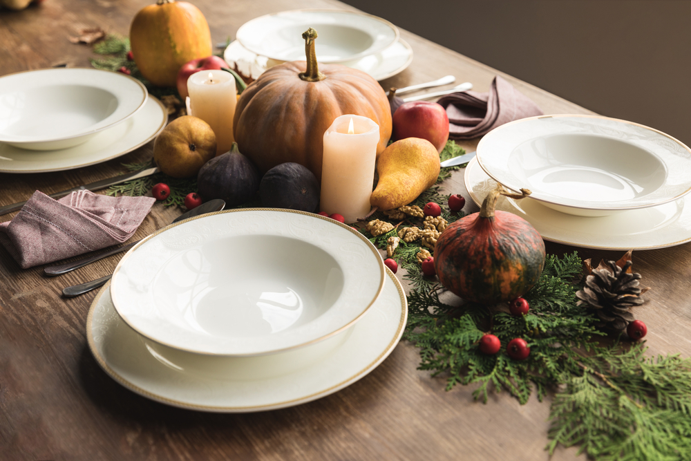photograph of set table for autumn harvest