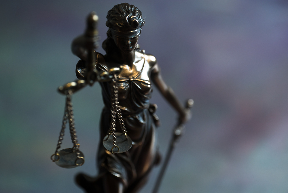 photograph of Lady Justice figurine