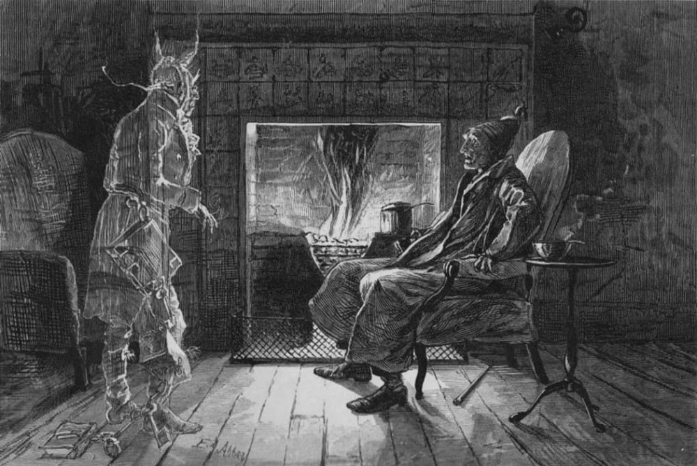 illustration of Marley's ghost in A Christmas Carol