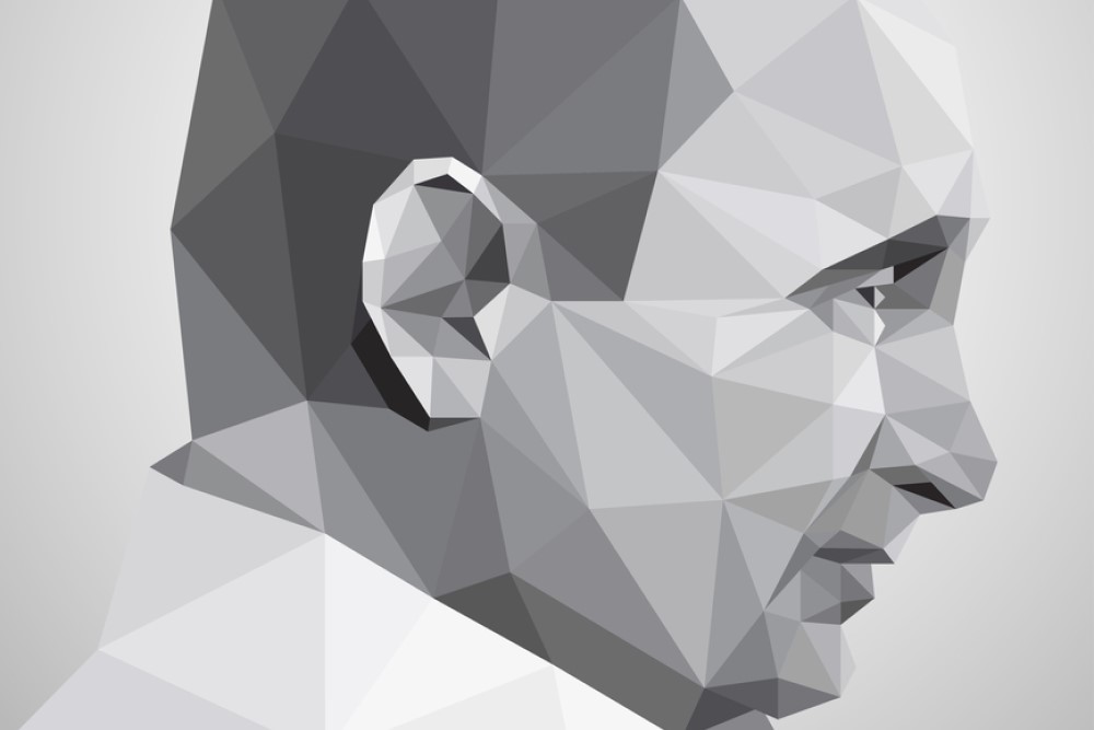 image of Putin profile, origami style