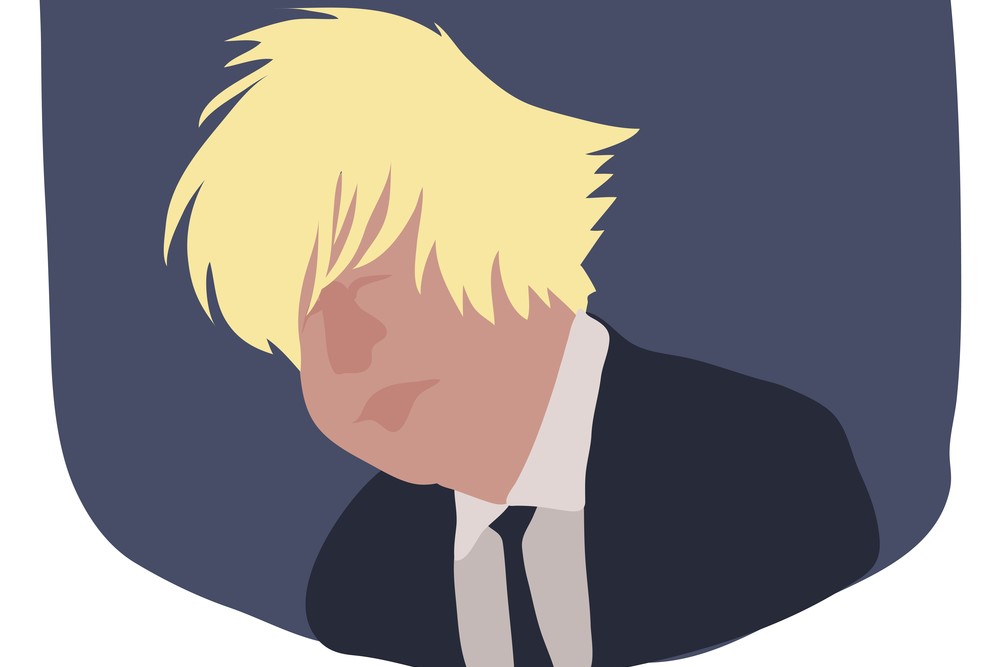 caricature of a resigned Boris Johnson