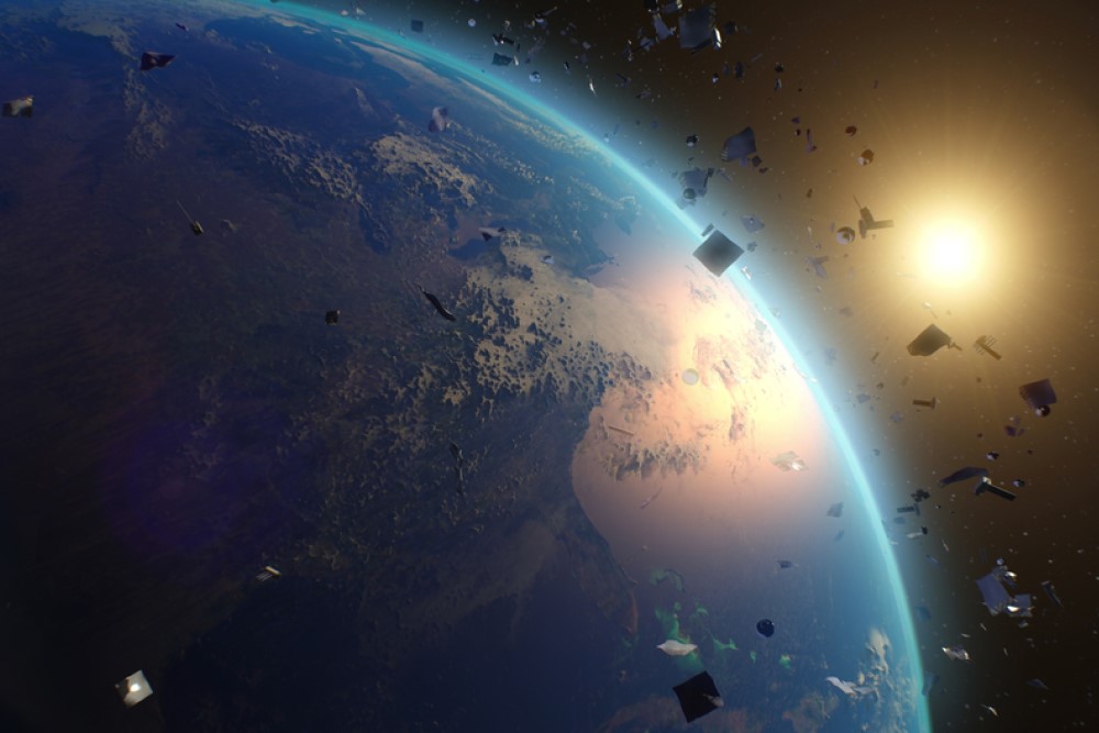 image of space debris surrounding Earth