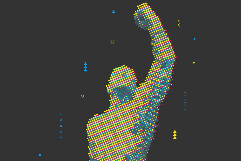 digitized image of human raising fist in resistance