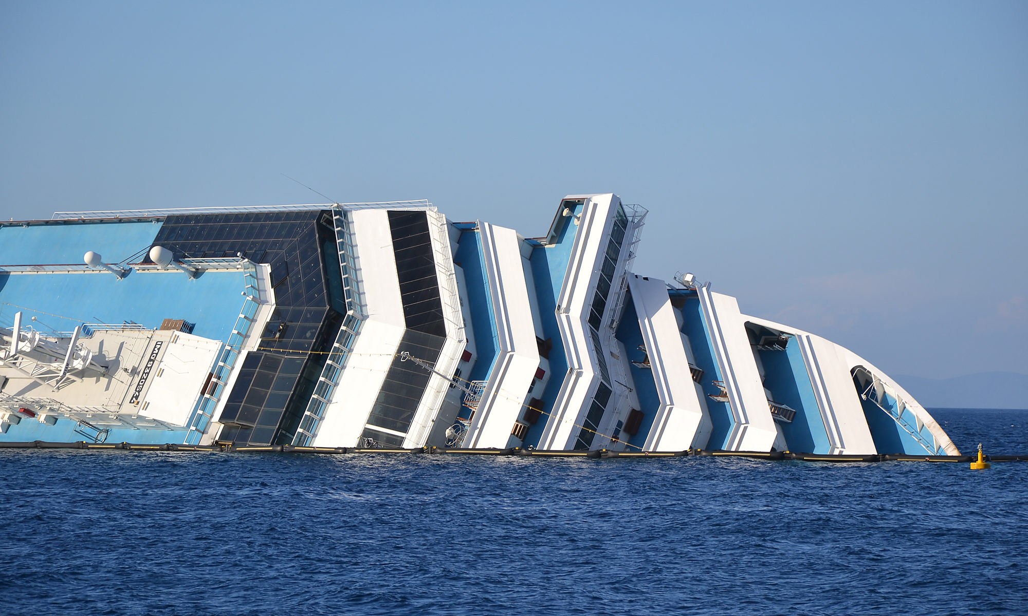 photograph of cruise ship sinking