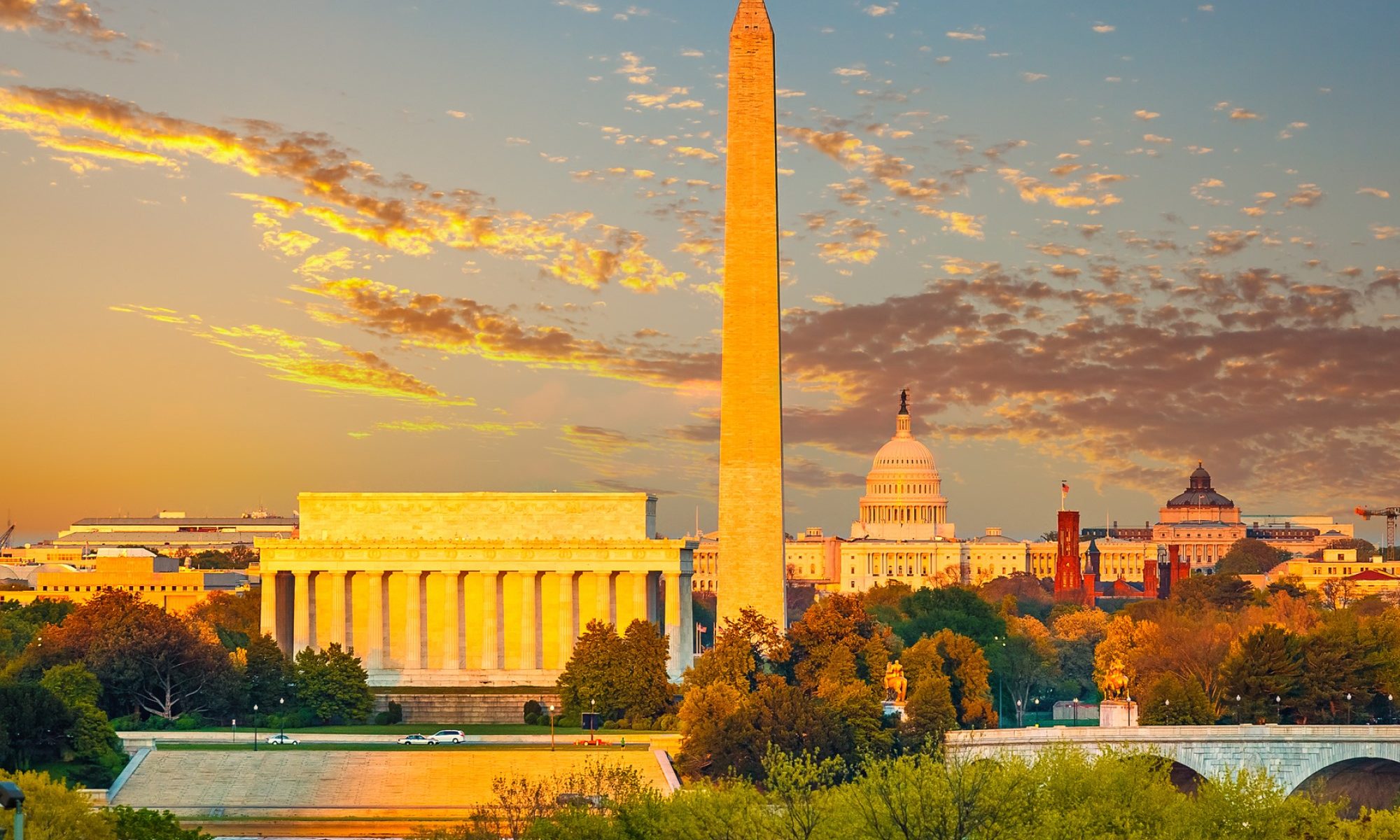 photograph of Capitol building, Washington Monument, and Lincoln Memorial