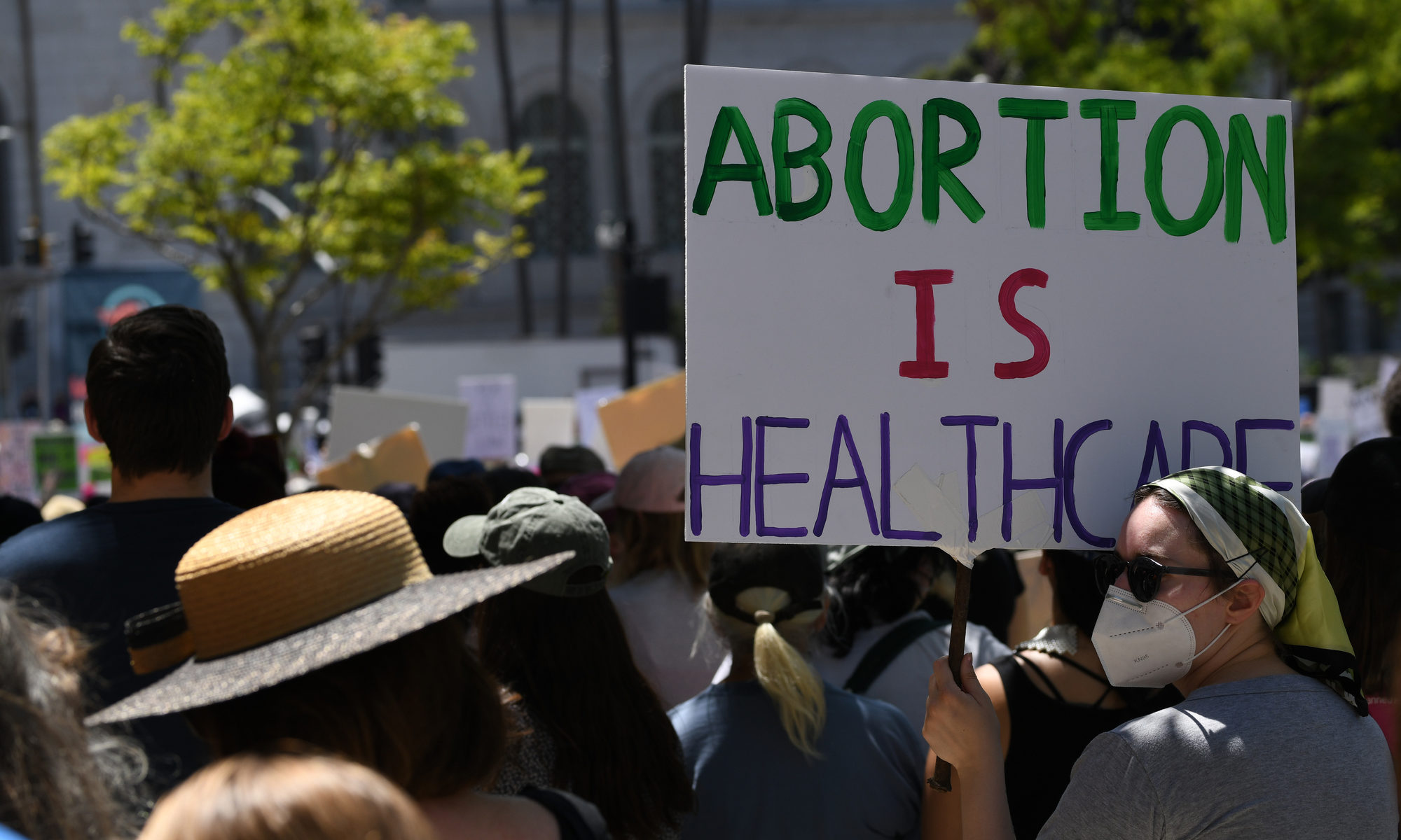 photograph of "Abortion Is Healthcare" protest sign