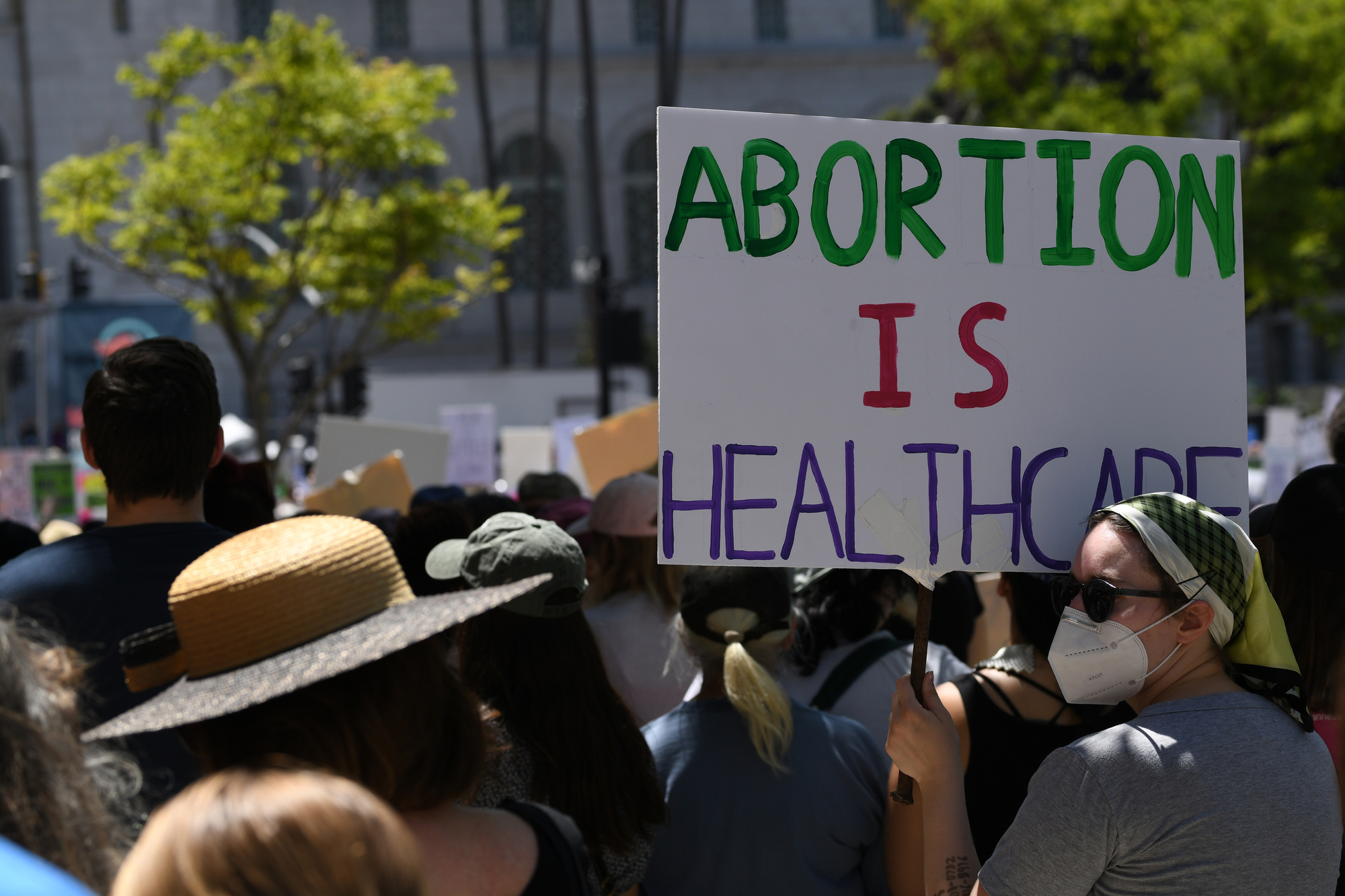 photograph of "Abortion Is Healthcare" protest sign