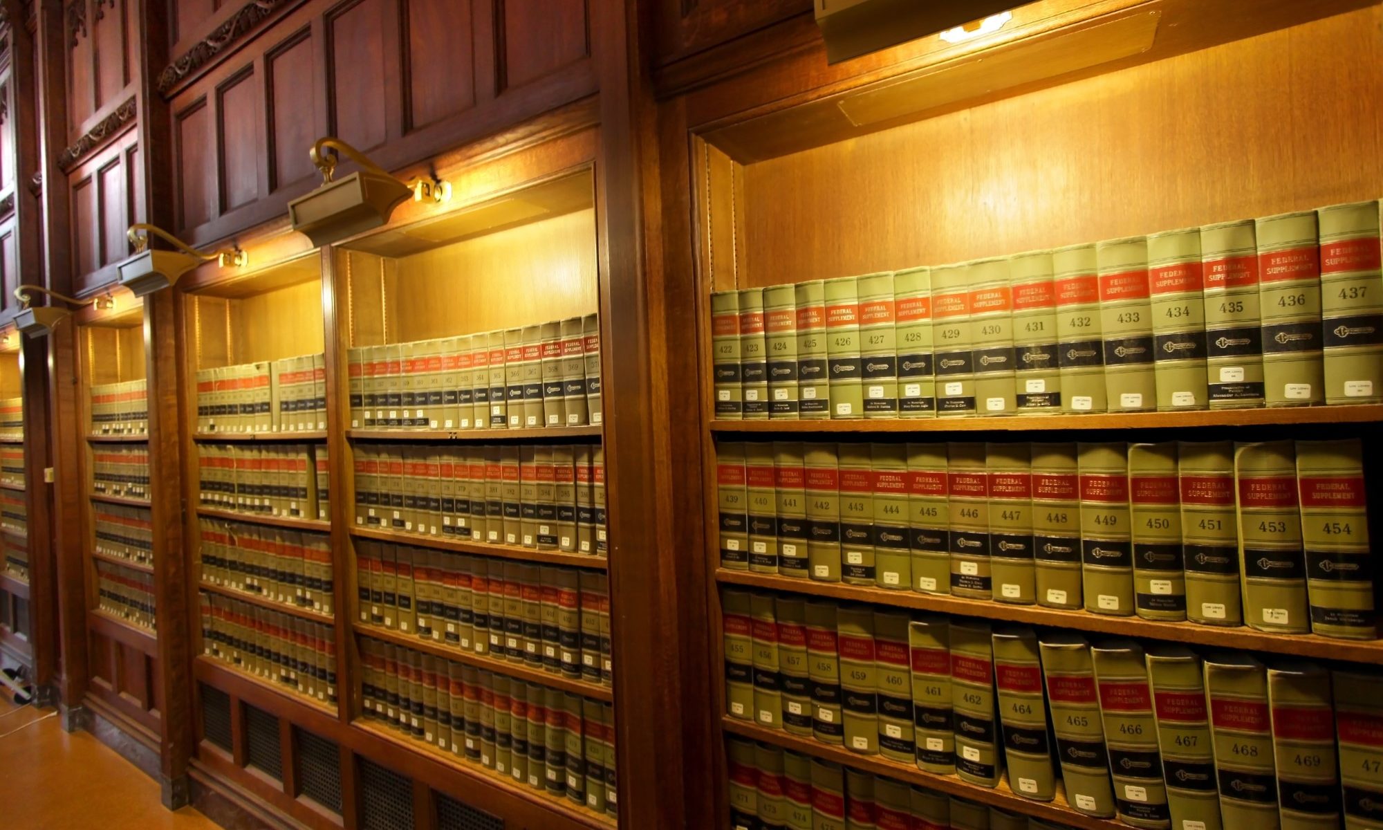 photograph of law books in a library