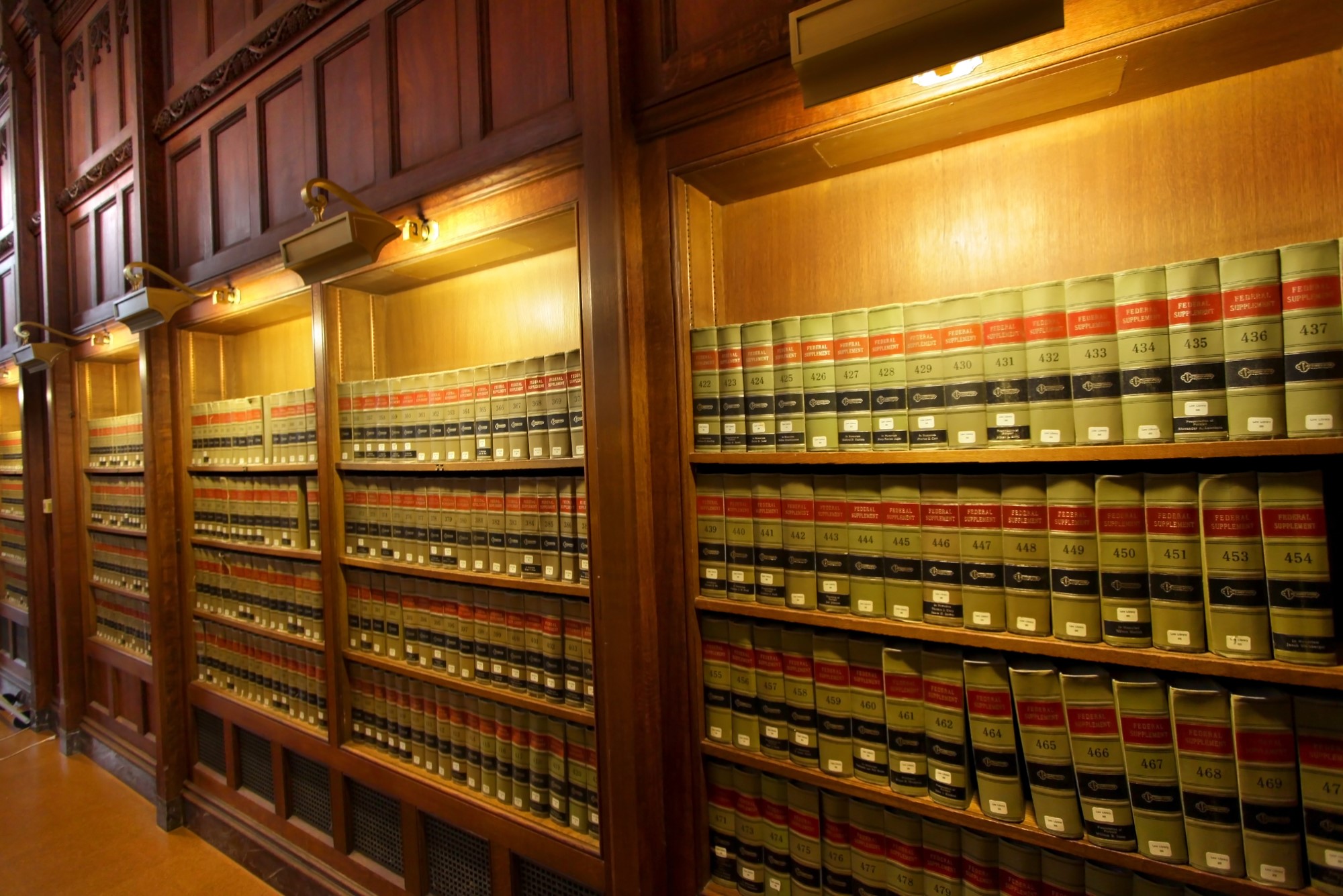 photograph of law books in a library