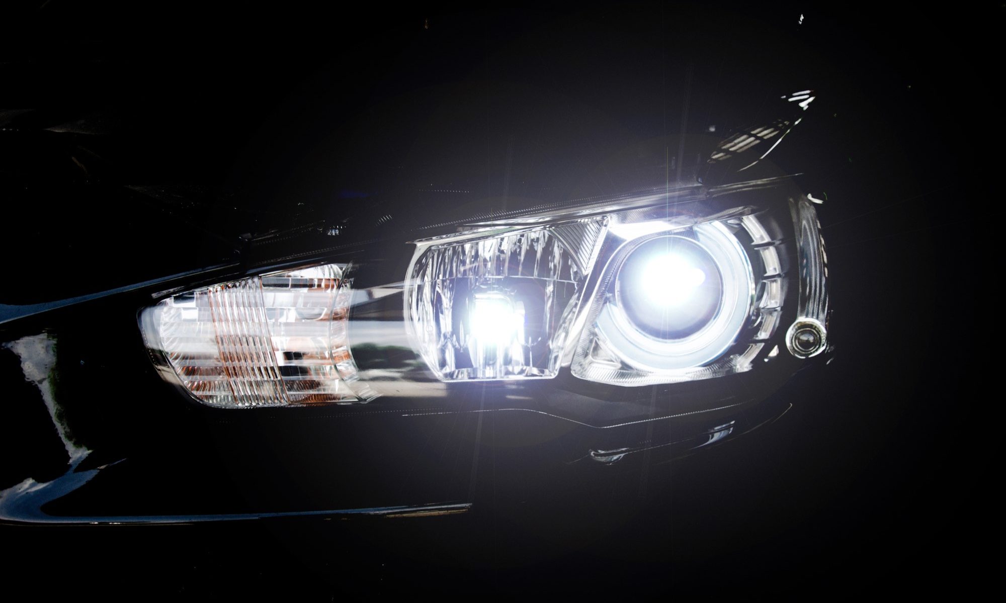 close-up photograph of car headlight