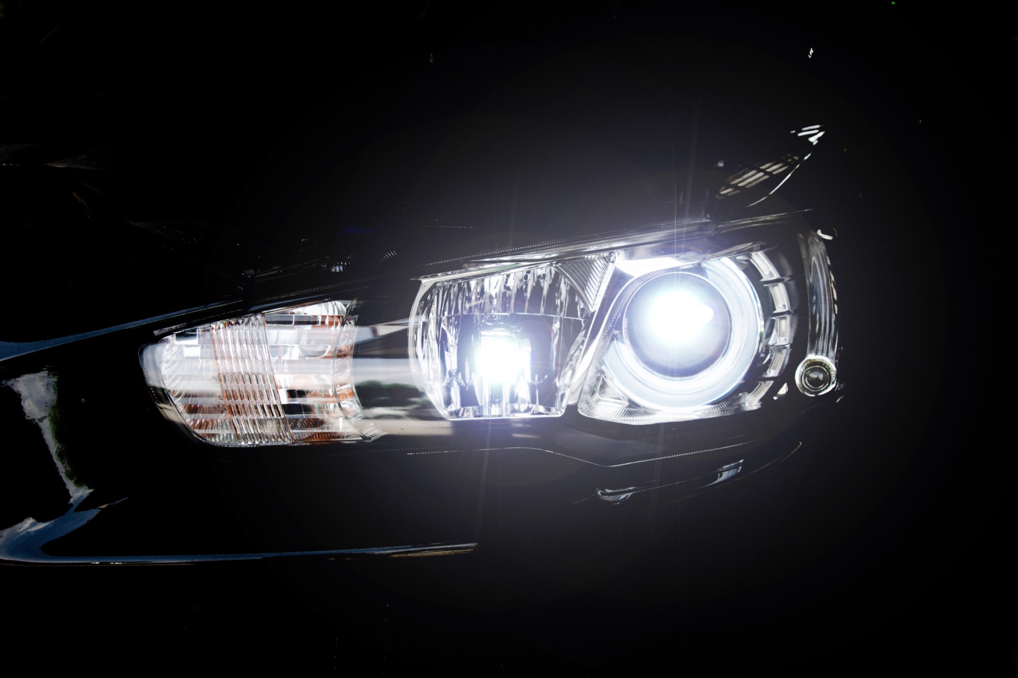 close-up photograph of car headlight