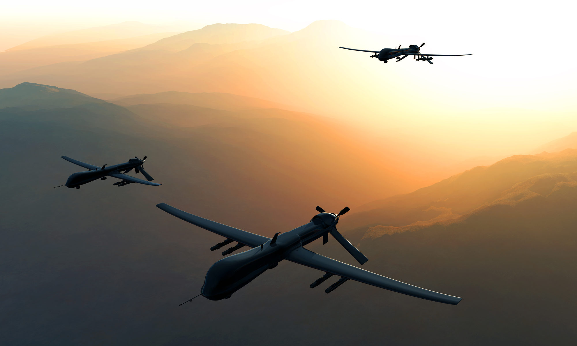 image of predator drones in formation