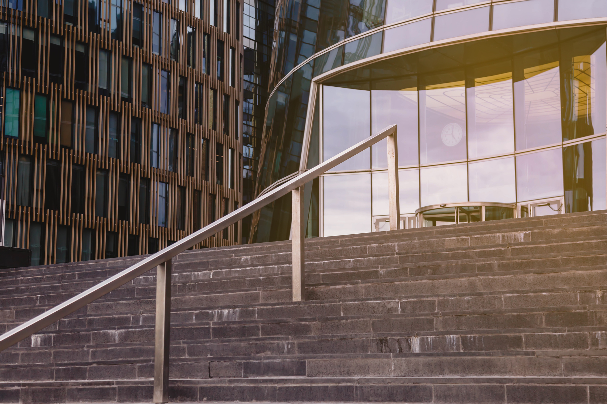 photograph of steps leading to office building