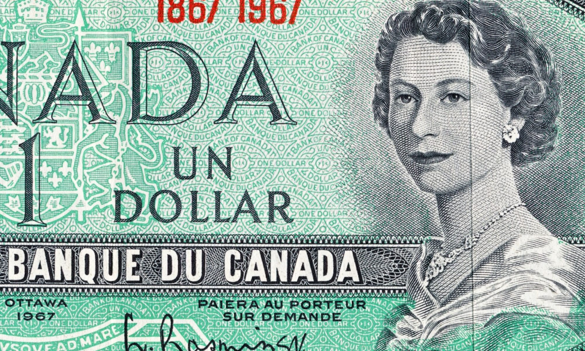 photograph of Queen Elizabeth on dollar bill