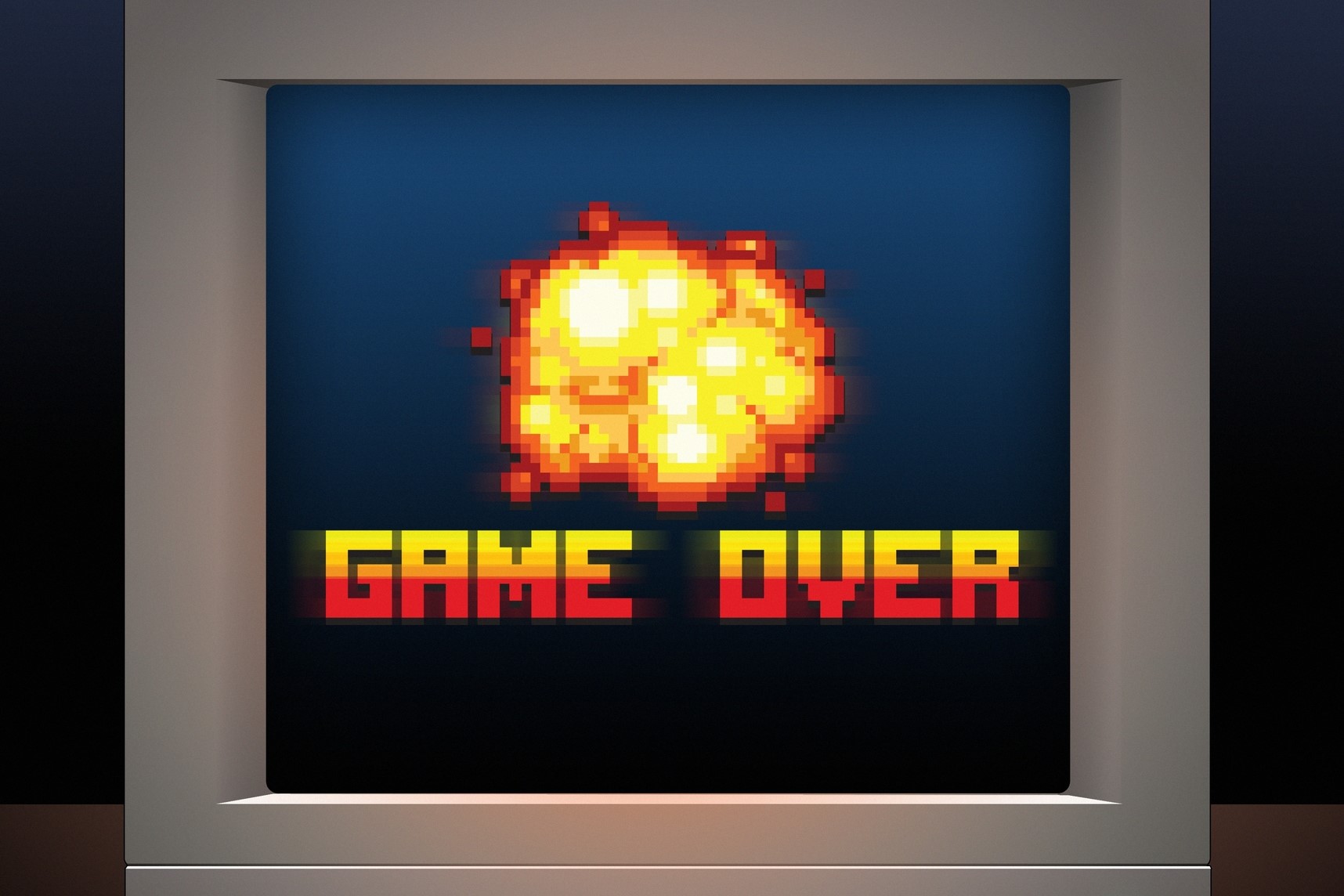 image of "Game Over" screen displayed on monitor