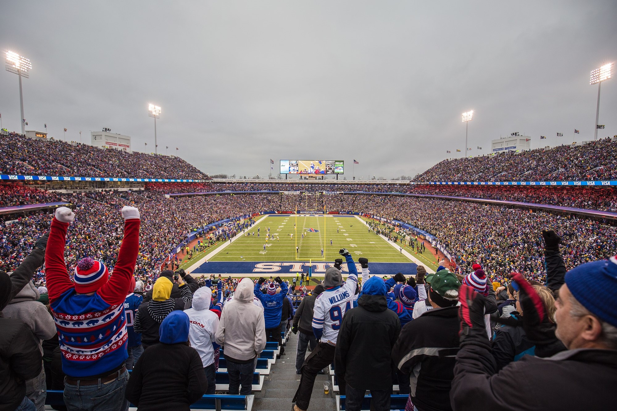 photograph of celebrating crowd during gameday at Bills stadium