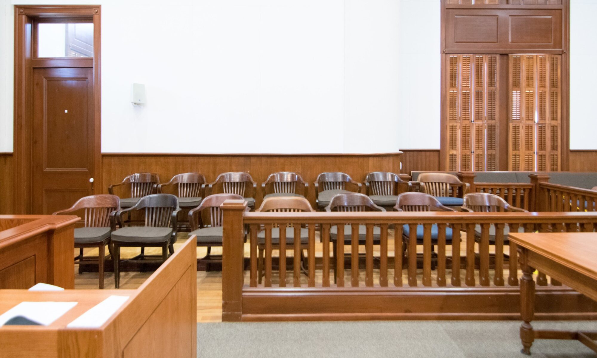 photograph of empty jury box