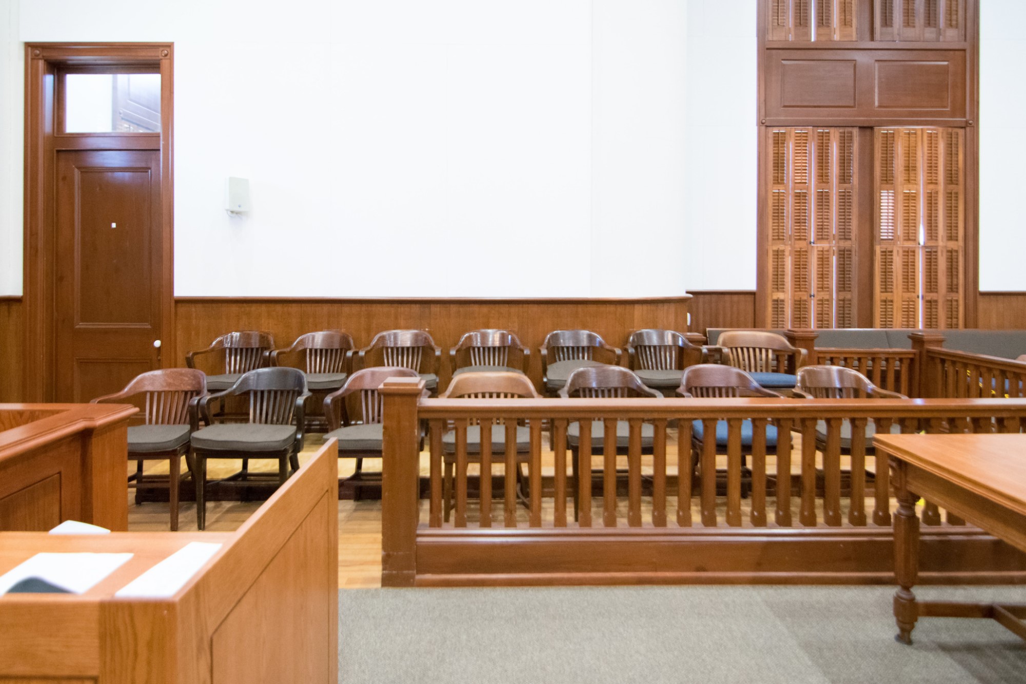 photograph of empty jury box