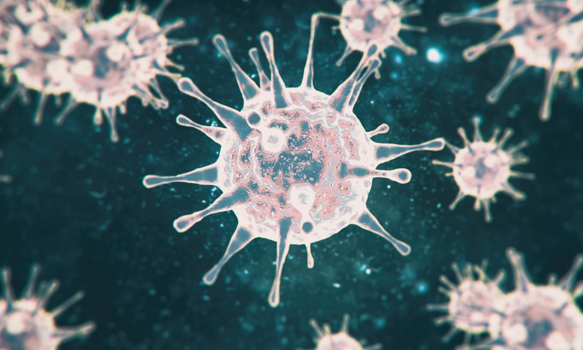 microscopic image of virus cells