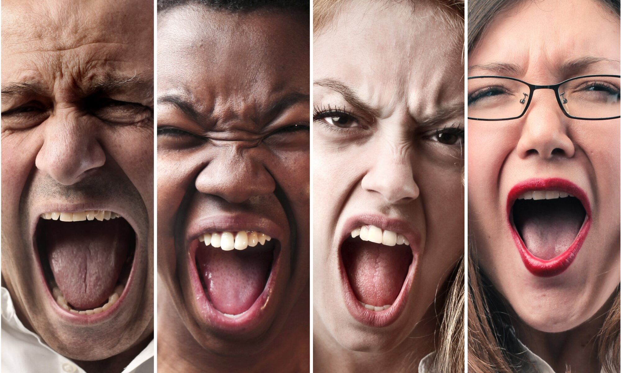 photographs of different people yelling