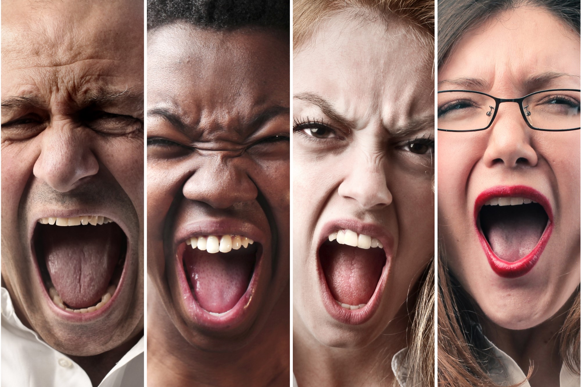 photographs of different people yelling