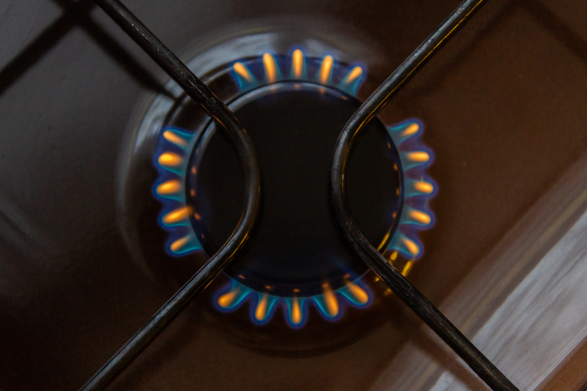 photograph of gas stove burning