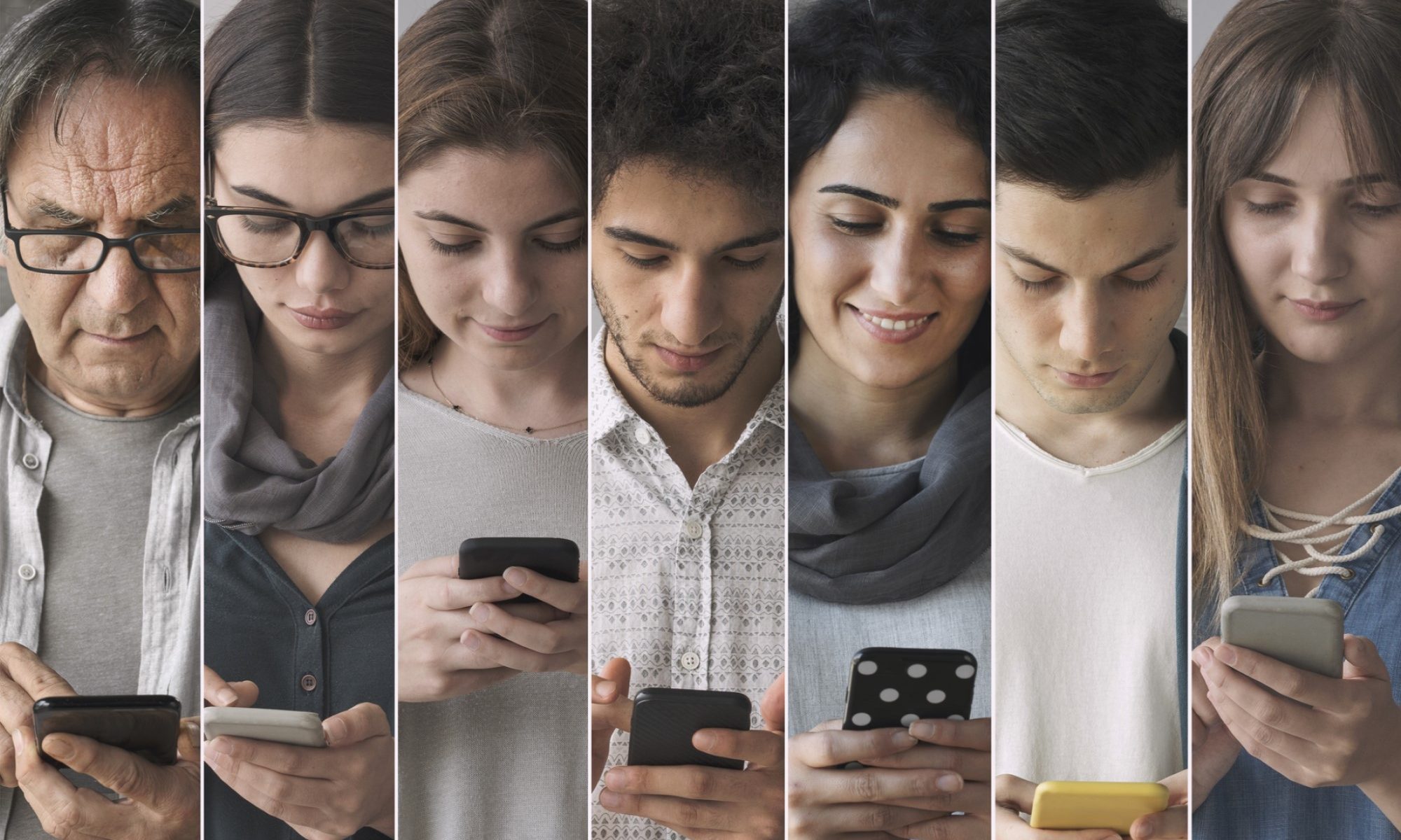 collage of various people on their phones