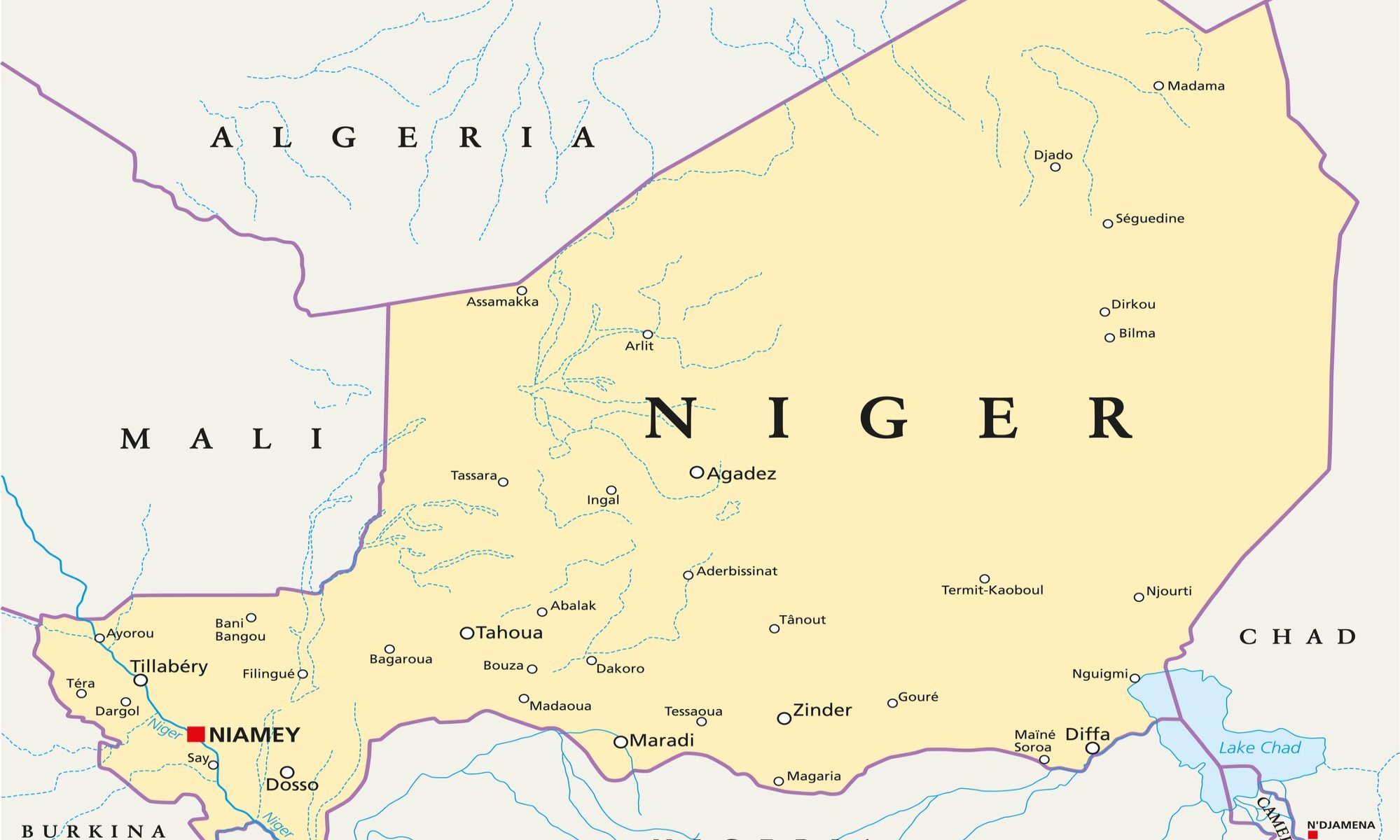 Map of Niger and adjacent countries