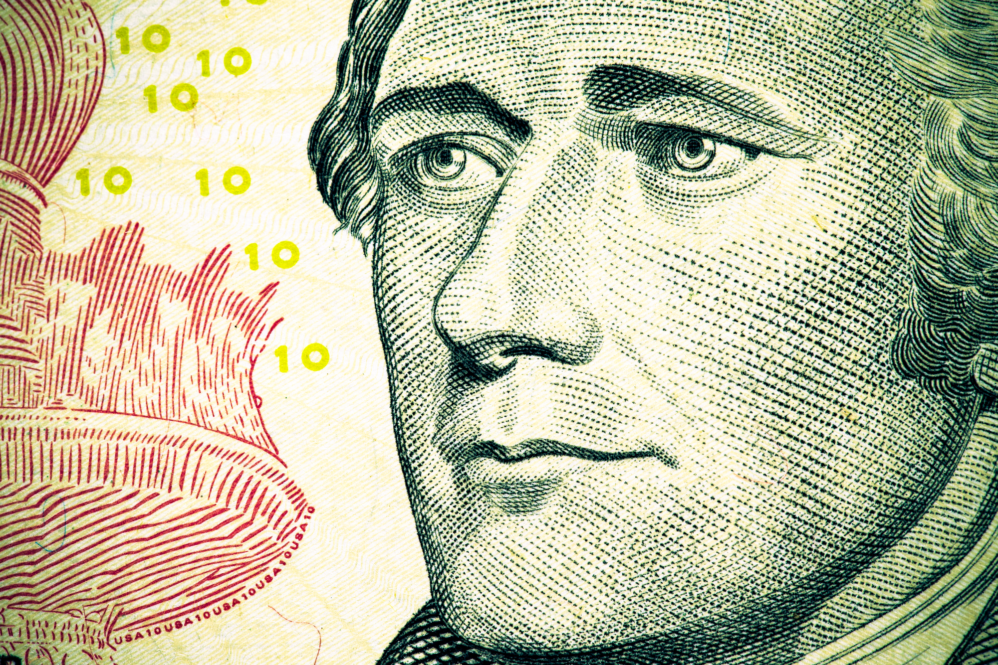 image of Alexander Hamilton aside crown on ten dollar bill