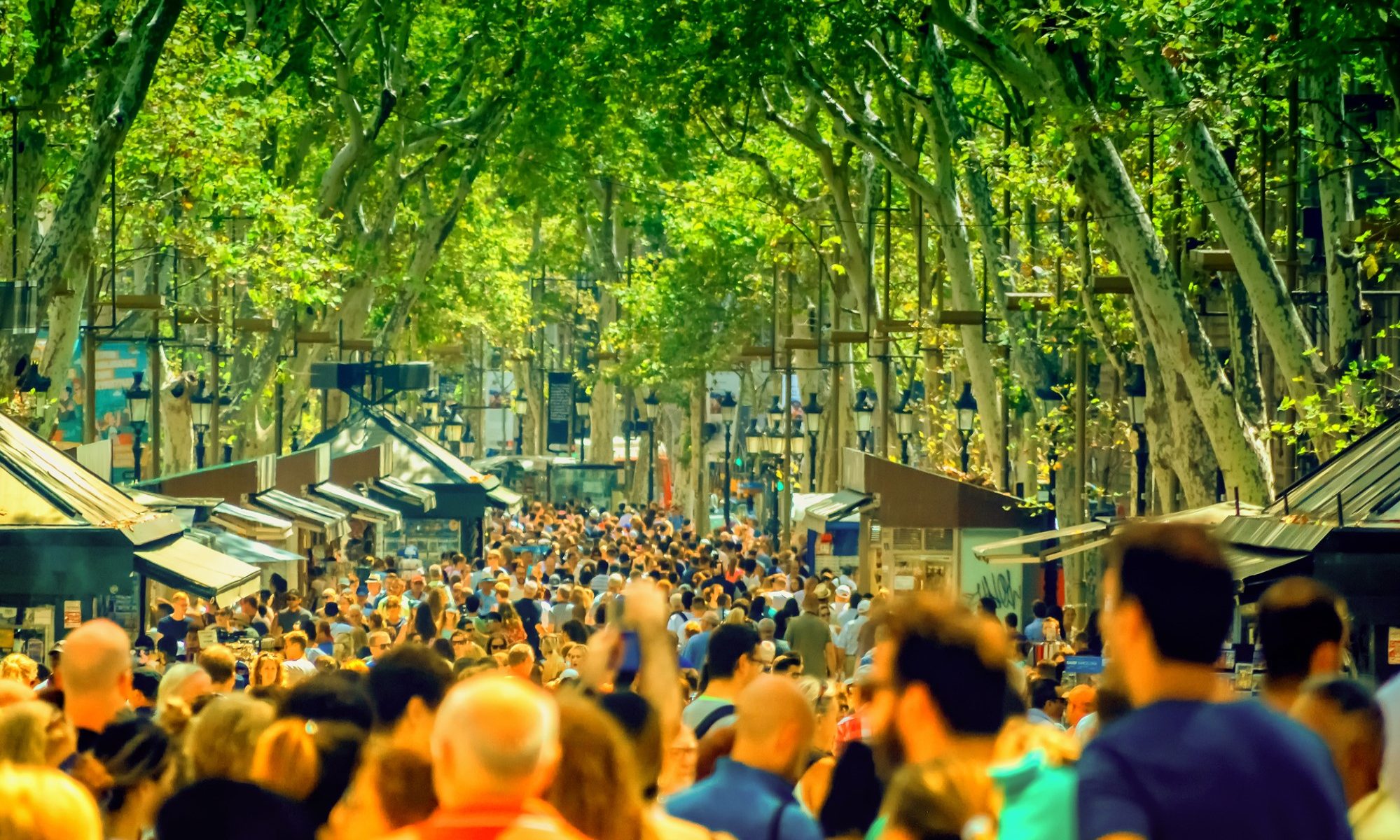 photograph of crowded market street in Barcelona