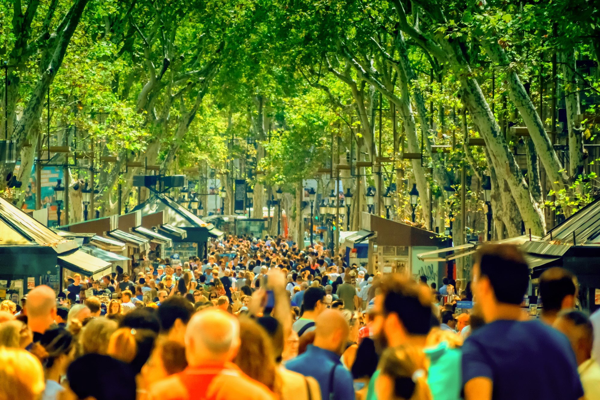 photograph of crowded market street in Barcelona