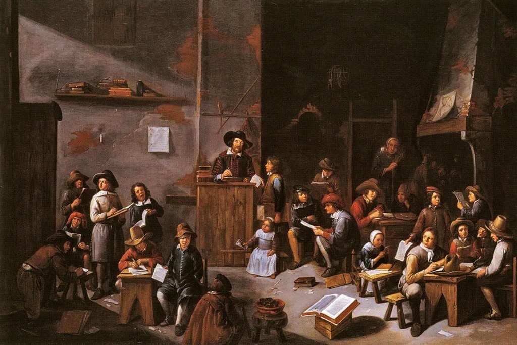 painting of crowded schoolhouse