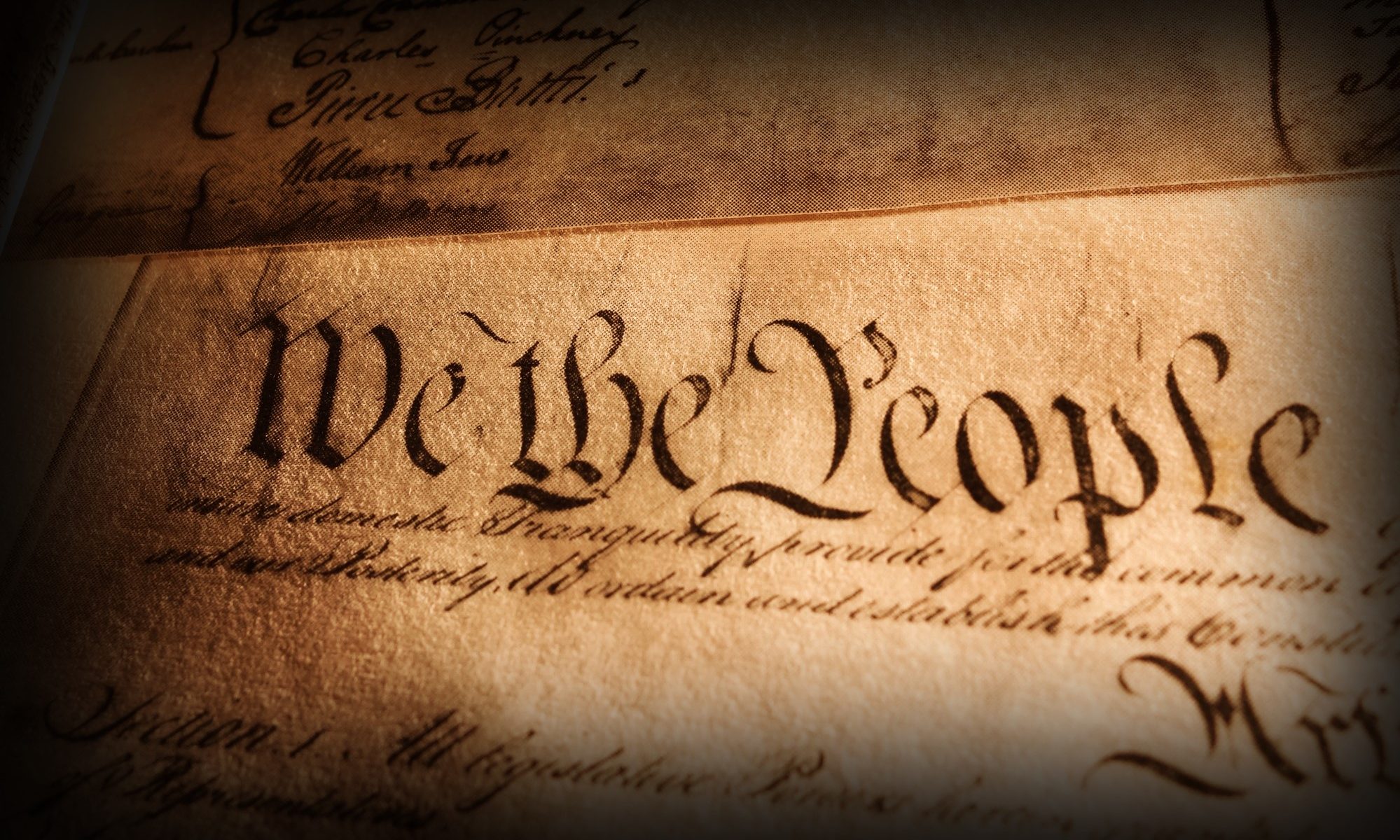 photograph of faded US constitution