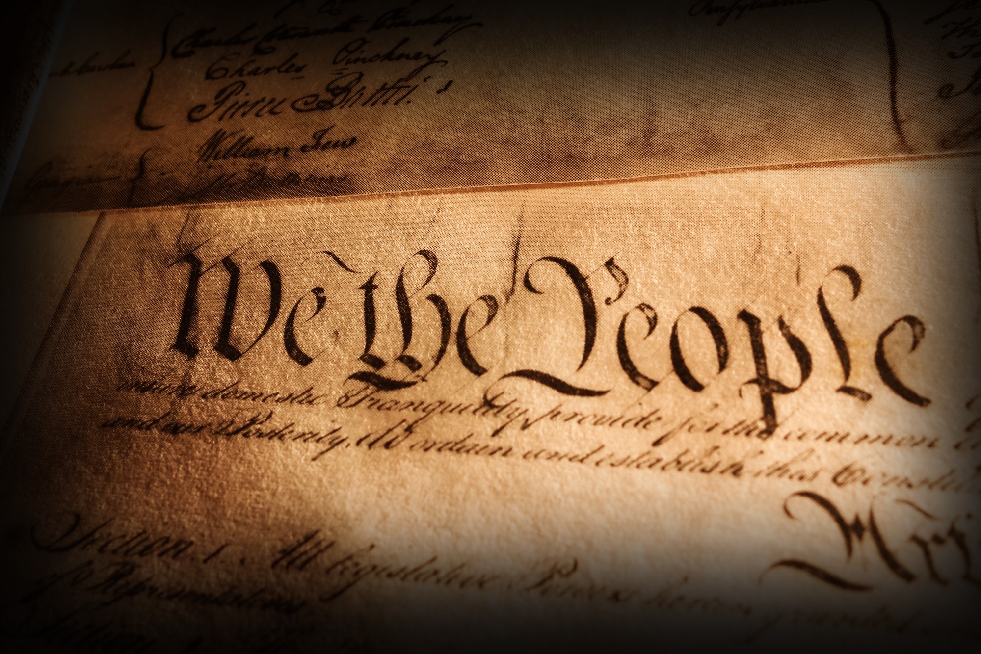 photograph of faded US constitution