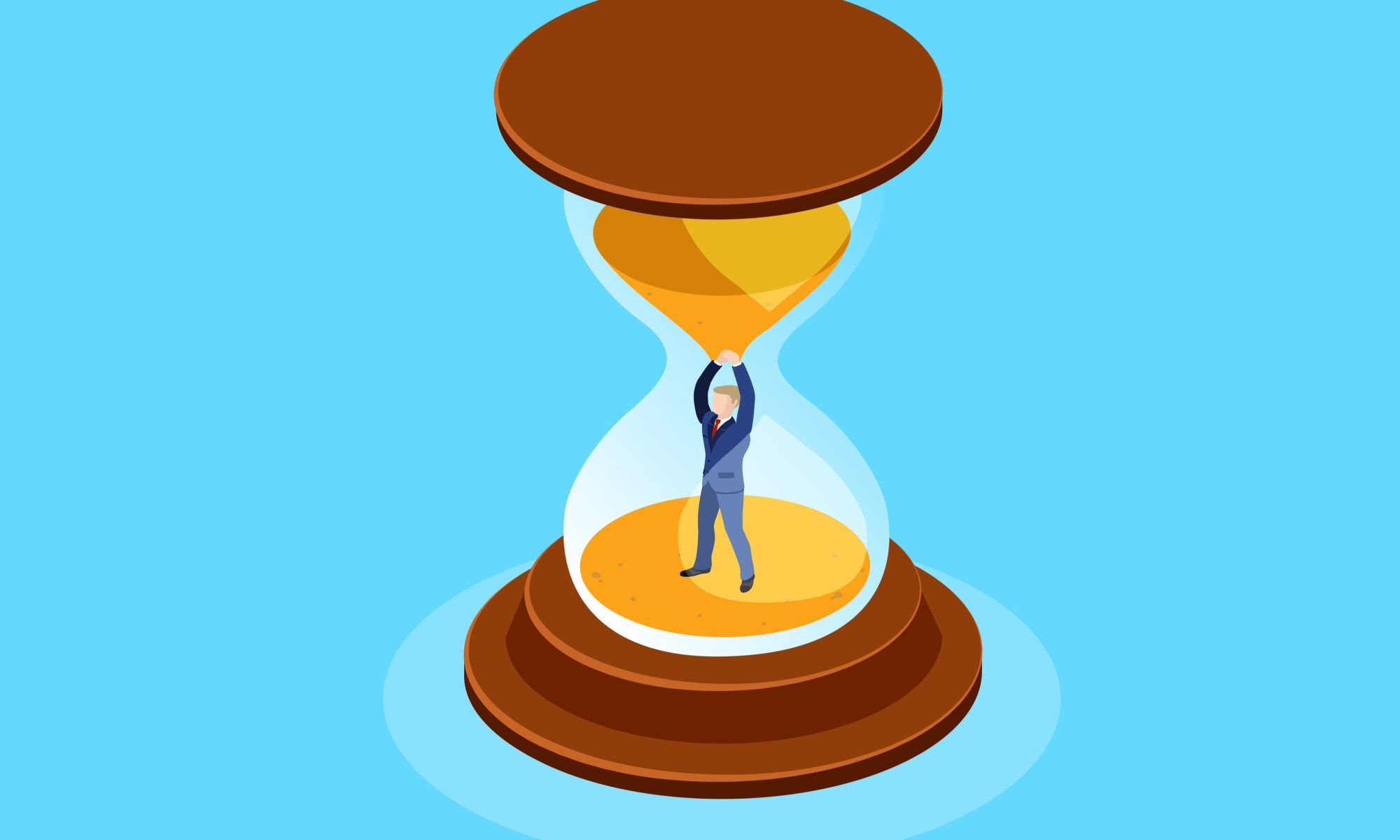 image of businessman holding up sand in hourglass